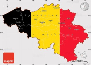 Flag simple map of Belgium.